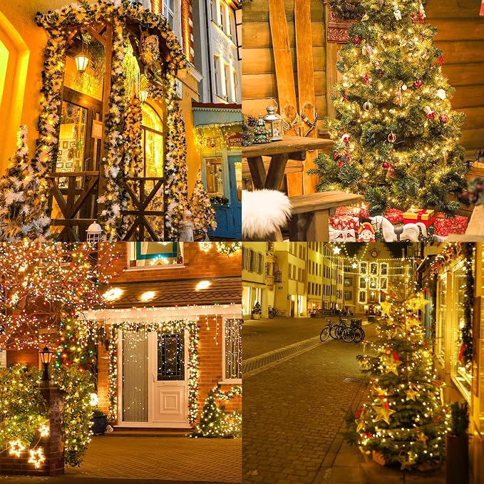 ALENEY Solar String Lights Outdoor, 99 Feet 300 LEDs 8 Modes Solar Fairy Lights for Outside, Waterproof Outdoor Light for Patio Yard Christmas Tree Halloween Wedding Party Decorations, Warm White