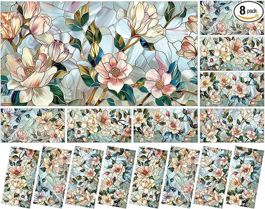 8 Pcs Fluorescent Light Covers for Classroom Ceiling Light 4 x 2 Feet Magnetic Lights Covers Filter Easy Install for Office Hospitals Home Supplies(Retro Magnolia)