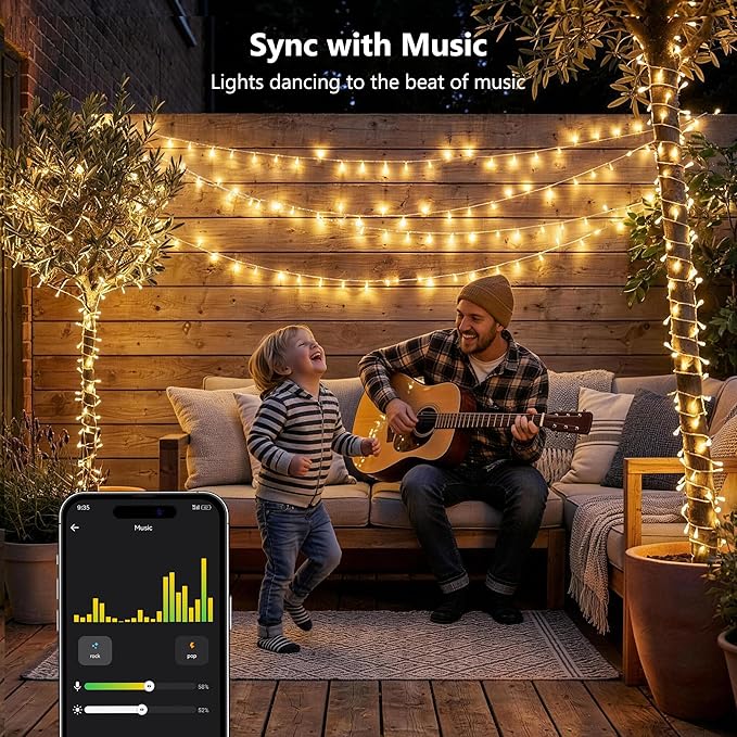 Brizled Smart Christmas Lights, 65.61ft 200 LED String Lights with APP & Voice Control, Dimmable WiFi Warm White Fairy Light Music Sync Xmas Tree Light Clear Wire for Home Christmas Tree Party Decor