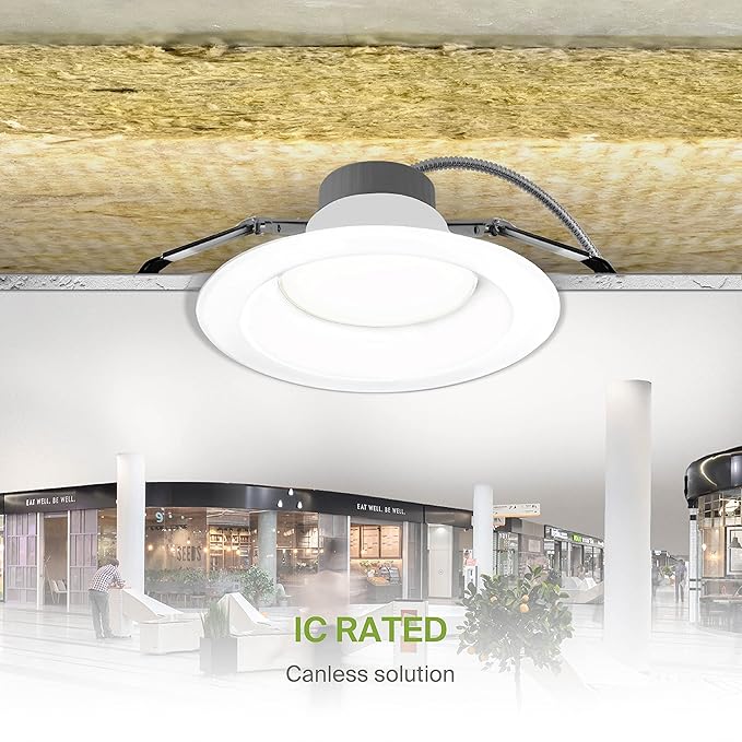 ASD 9/10 Inch Commercial Canless LED Downlight, Power Adjustable 20/30/40W Lighting, Round Dimmable Recessed Ceiling Light Fixture, 5 CCT 2700K-5000K, 120-277V IC Rated UL & Energy Star, 4 Pack