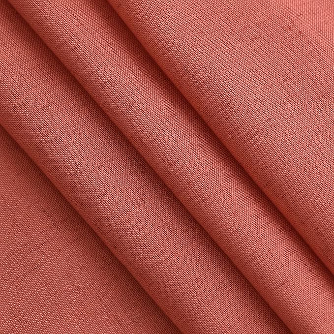 Nanspring Coral Linen Curtains 90 Inch Length 2 Panel Set Back Tab Rod Pocket Semi Sheer Light Filtering Neutral Boho Farmhouse Lightweight Drapes for Bedroom and Living Room 52x90