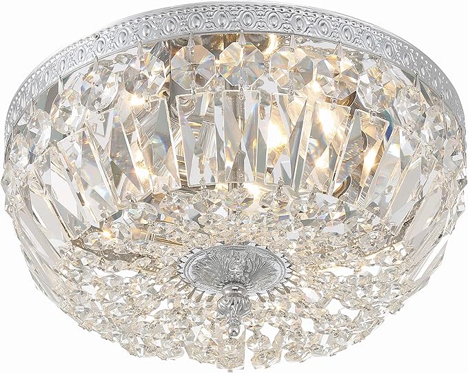 Crystorama 3 Light Clear Italian Crystal Flush Mount (Polished Chrome)
