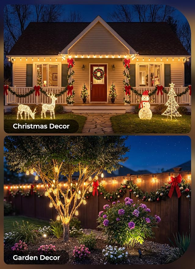 Brightown 76FT Solar String Lights Outdoor Waterproof, Patio Lights with Remote and 23+1 LED Shatterproof Bulbs, Dimmable & Timable, 3 Light Modes, Solar Lights Outdoor for Yard Camping Party Outside