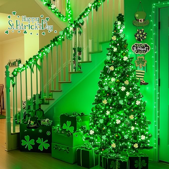 JMEXSUSS Green Christmas Lights Indoor Plug in,150 LED Connectable String Lights Outdoor, 59ft 8 Modes Green Christmas String Light for Bedroom Room Home Party Christmas Tree Decor (Pack of 2)