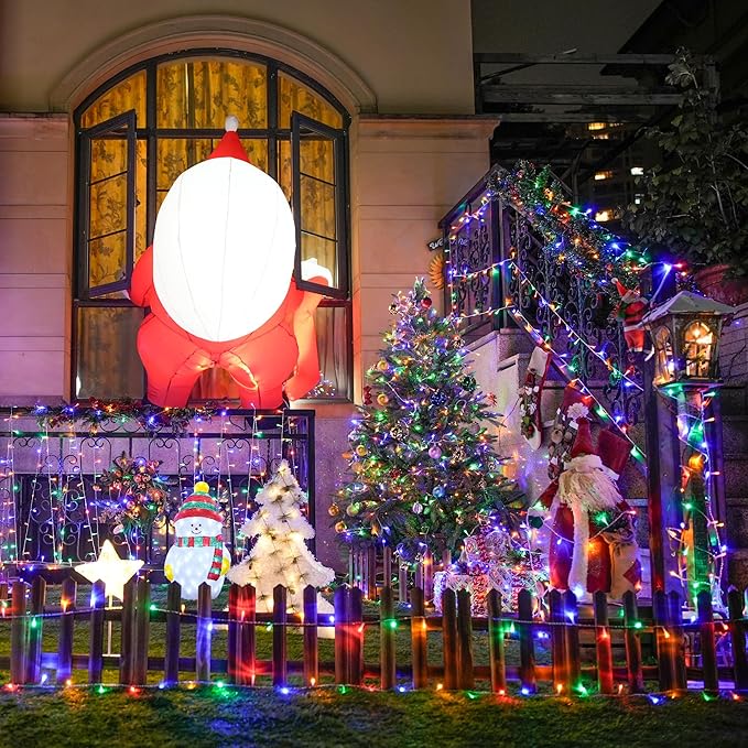 JMEXSUSS 150 LED Christmas Lights Indoor Outdoor Waterproof, 59 ft Connectable Christmas Tree Lights Plug in, 8 Modes Multicolor String Lights for Bedroom Tree Fence Patio Party Christmas Decorations
