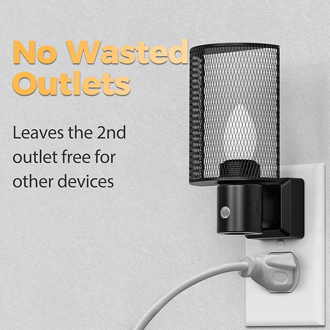DORESshop LED Night Light Plug in, [2 pack] Night Lights Plug into Wall, Dusk-to-Dawn Sensor, Vintage Farmhouse Decor, 3 Level Brightness Adjustable, Dimmable Nightlights for Adults, Bathroom, Hallway