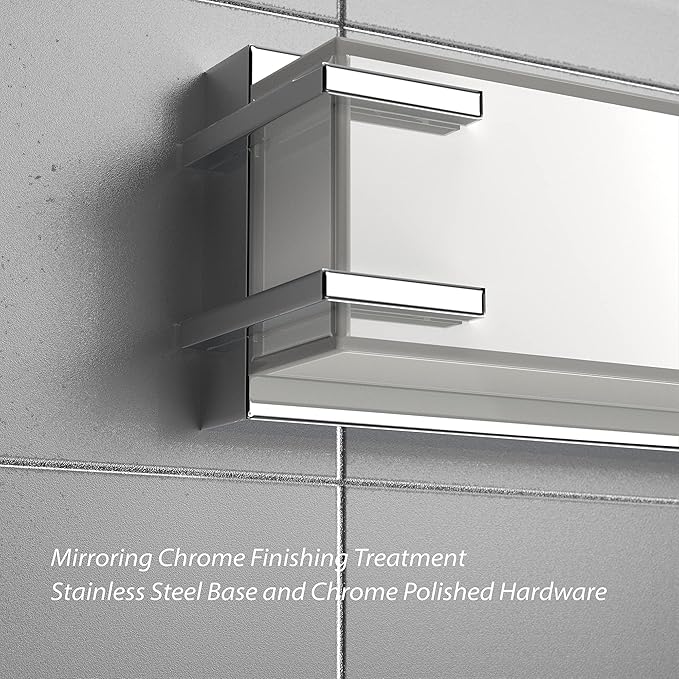 LED Bathroom Light Fixtures Over Mirror 16” Vanity Light with Milky White Lampshade 4000K Daylight Chrome Finishing Bath Bar (Chrome)