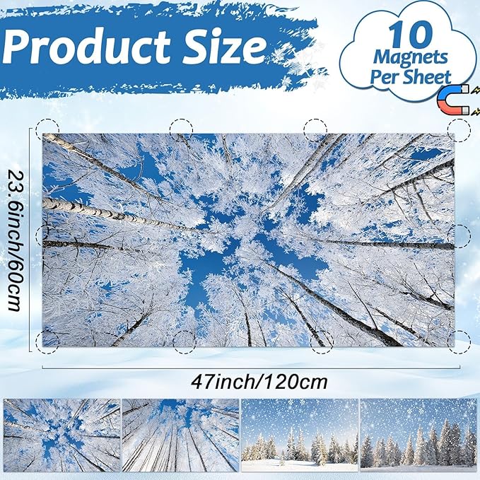8 Pcs Fluorescent Light Covers with 80 Magnets Decorative for Classroom Ceiling Light 4 x 2 Feet Magnetic Light Covers Filter Easy Install for Office Hospitals & Home Drop Ceiling Supplies(winter )
