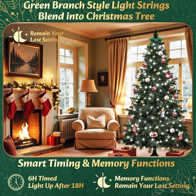 Christmas Trees Lights - 400 LEDs Tree Twinkle Lights for Christmas Tree,6.6FT x 16 String Xmas Decorations Lights Fairy Tree Light 8 Mode for Xmas Fir Pine Party Decoration White