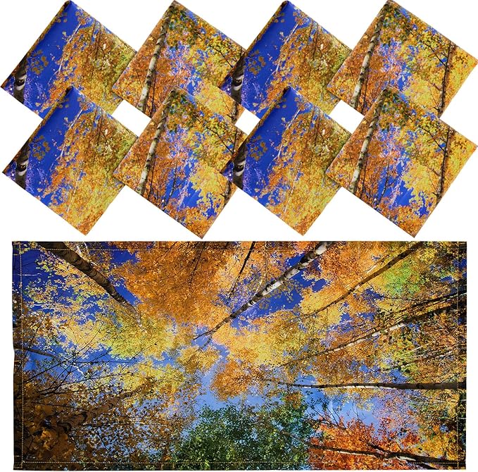 Patelai 8 Pack Fluorescent Light Covers for Classroom Ceiling 4 x 2 Feet Magnetic Light Covers Filter for Office School Drop Ceiling Supplies(Fall Trees Style)