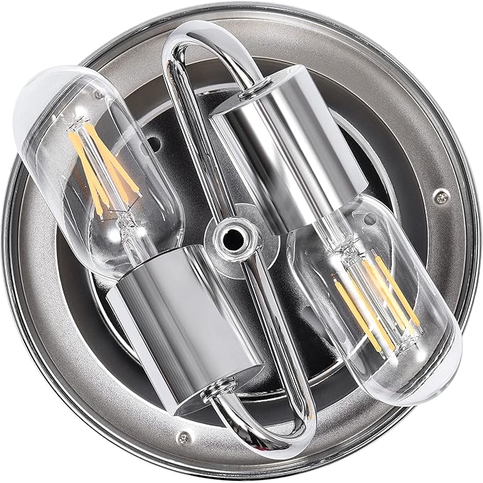 EDISLIVE Modern 2-Light Hammered Glass Flush Mount Light Pendant Ceiling Light Fixture 10.2" Indoor Ceiling Light for Hallyway Foyer Bedroom(Chrome)