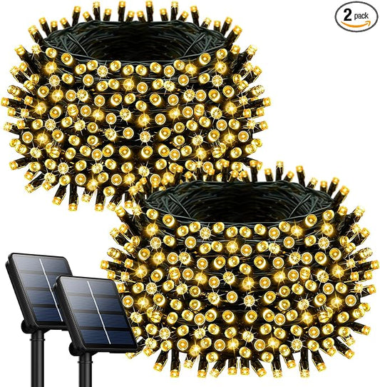 Selarlyt 2 Pack Solar String Lights Outdoor Waterproof, 72FT 200 LED Solar String Lights with 8 Lighting Modes, IP65 Waterproof Solar Lights Outdoor for Xmas Garden Party Tree Decor, Warm White