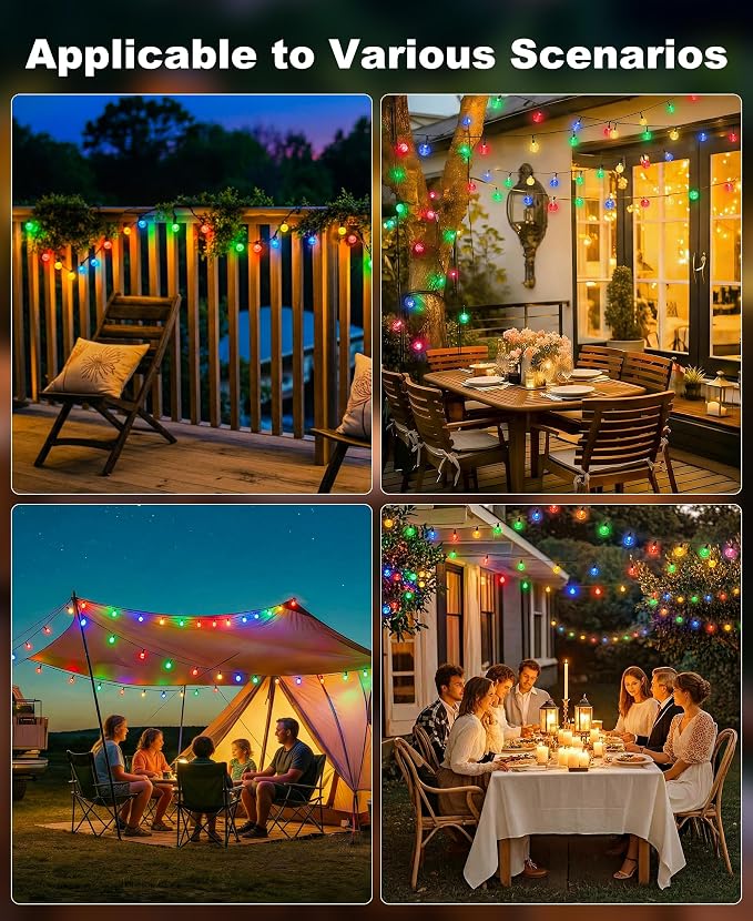 btfarm 2 Pack Solar String Lights Outdoor Waterproof, Total 98 FT 100 LED Solar Powered Patio Light, 8 Lighting Modes Crystal Globe Decor for Garden Balcony Yard Christmas Party, Multicolor