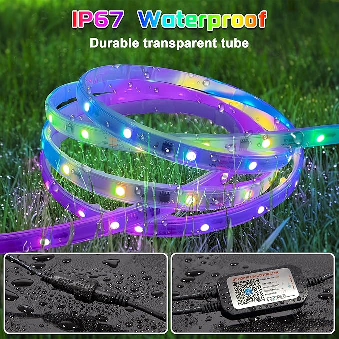 Lichaser Boat LED Strip Light RGB+IC, Marine LED Light Strip for Pontoon with Remote, Segment App Control Boat Light Waterproof 12V, Cool Stuff for Jon Boat, Bass Boat, Camper, RV (33ft)