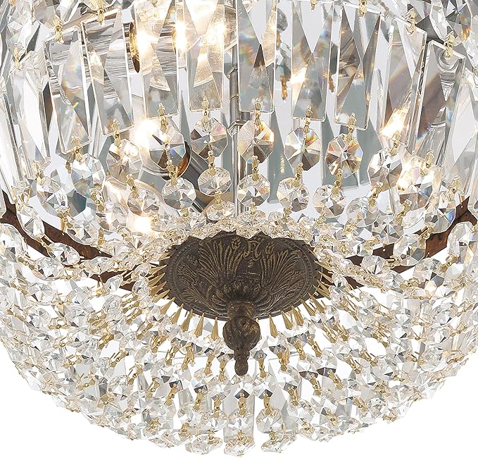 Crystorama 3 Light Spectra Crystal English Bronze Flush Mount
