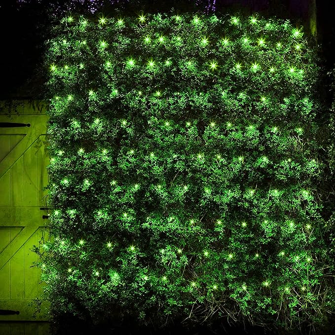 Dazzle Bright Christmas Net Lights, 360 LED 12FT x 5 FT Transparent Wire Waterproof Connectable String Lights with 8 Modes Christmas Outdoor Lights for Bushes Garden Party Holiday Decoration (Green)
