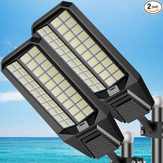 Solar Street Lights Outdoor Waterproof Dusk to Down Heavy Duty 10000W Commercial Large Solar Lights Outdoor Motion Sensor with Remote Control LED Parking Lot Flood Lights for Yard Garden Walkway