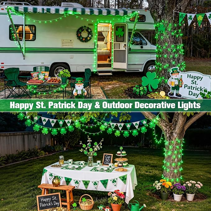 JMEXSUSS 2 Pack Green St Patricks Day Lights, Each 100 LED Connectable Green Christmas Lights Outdoor Waterproof, String Lights Plug in Indoor for St Patricks Day Christmas Bedroom Decorations