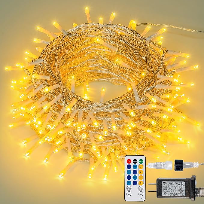 String Lights Indoor Bedroom,98FT 200 LED Fairy String Lights Outdoor Waterproof, Memory Twinkle Christmas Light Plug in for Classroom Dorm Patio Tree Garden Decor(Warm White with Remote)