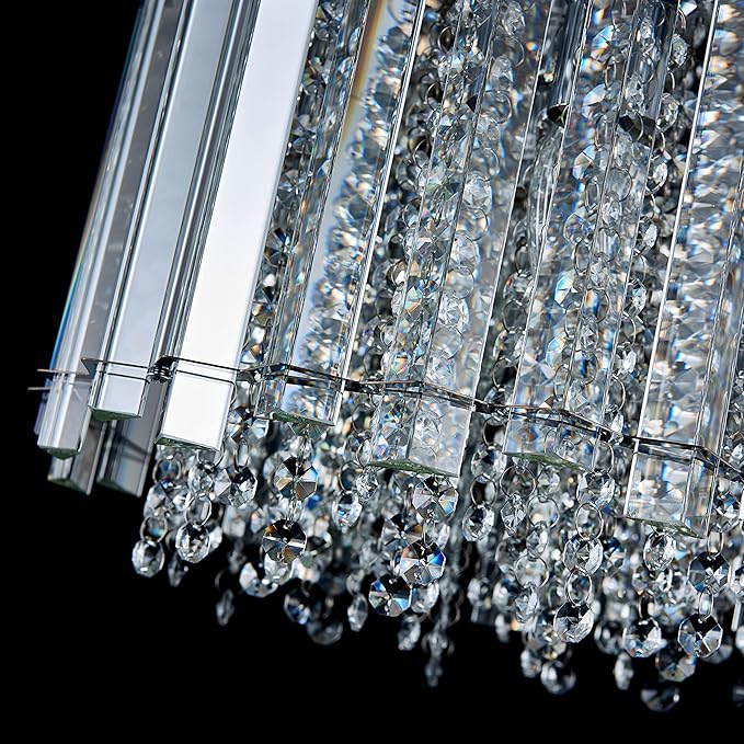 AGV LIGHTING CL026 K9 Crystal Ceiling Light Fixture, Flush Mount, Modern Design, D11 x H9.5, 4 x E12 Lights, Perfect for Living Room, Chrome Finish