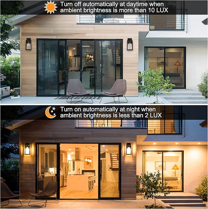 SHINE HAI Dusk to Dawn Sensor Outdoor Wall Sconce, Extra Large Exterior Lantern Fixture with E26 Base, Wall Mount Waterproof Lamp for Porch, Doorway