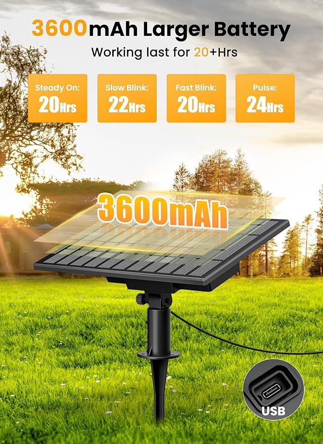 Brightown 58FT 26LED Solar String Lights Outdoor with Remote & USB Port, Shatterproof Bulbs, Dimmable & Timable, 3 Modes, Patio Lights Solar Powered with Mount Clips for Camping Backyard Garden Decor