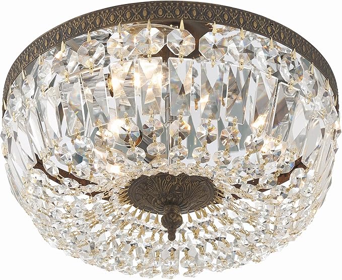 Crystorama 3 Light Spectra Crystal English Bronze Flush Mount