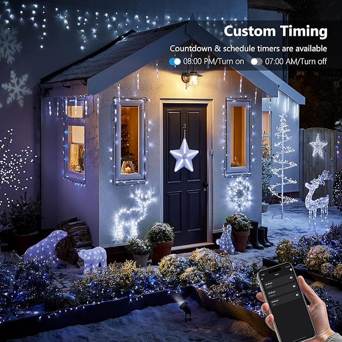 Brizled Smart Red Valentines Lights, 66FT 200 LED Color Changing Christmas String Lights App & Voice Control, Dimmable Cool White & Red Xmas Light Music Sync for Indoor Outdoor Xmas Tree Wedding Party