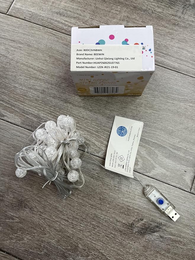 Upgrade Globe String Lights,10FT 30 LED USB Fairy Lights,8 Modes Crystal Crackle Ball Lights,Waterproof Decorative Christmas Lights for Indoor,Outdoor,Bedroom,Classroom,Wedding,Party,White