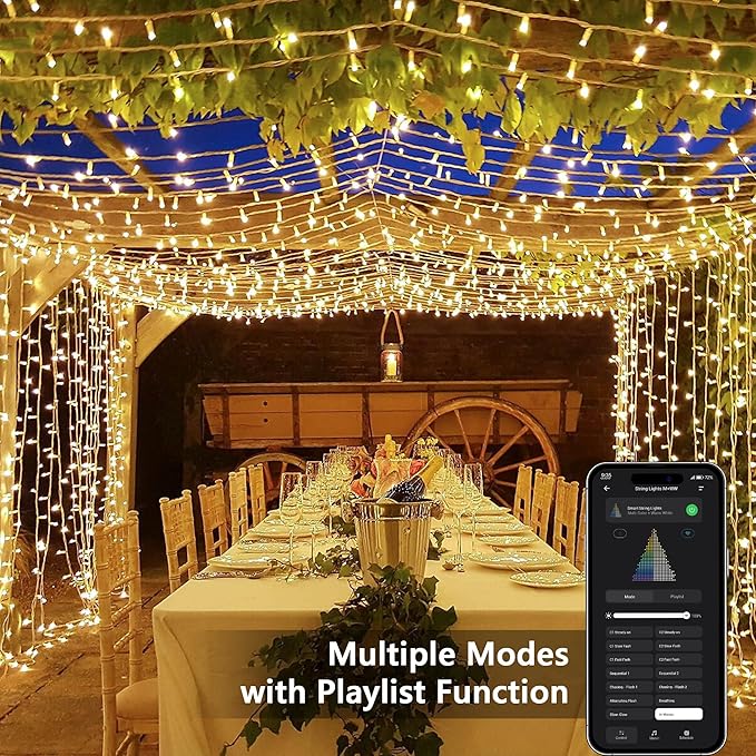 Brizled Smart String Lights Warm White, 32.8ft 100 LED String Lights Work with Alexa & Google Home, Dimmable APP Fairy Light Music Sync Xmas Tree Light Clear Wire for Home Christmas Tree Party Decor