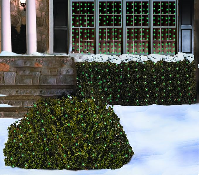 Christmas Light Net – 150 LED Green Mesh Lights - 4 ft x 6 ft – Outdoor/Indoor – Net Lights for Bushes, Hedges or Trees