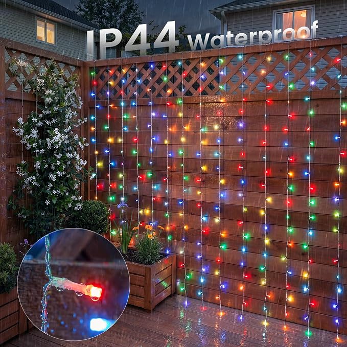HEYFUNi Smart RGB-IC Curtain Lights - 8.2x6.6ft 280 LED Window Lights with App Control & Music Sync, Warm White & Magic Color Changing Fairy Lights with 2.4G Remote, DIY Modes for Bedroom Party