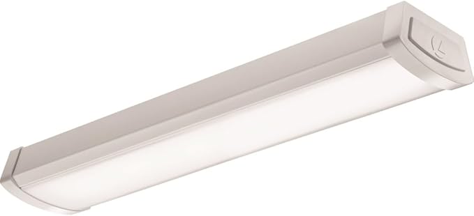 Lithonia Lighting 4 Foot LED Light Fixture, Low-Profile Linkable LED Wraparound Flush Mount Ceiling Light, Adjustable Lumens, Selectable White Color, 120V, 48-Inch (FMLWL LNK 48 ALO4 8SWW2)