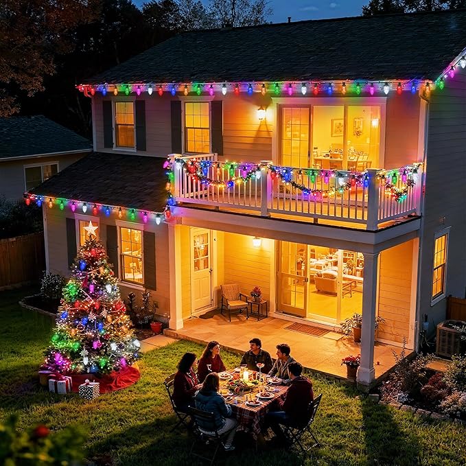 iBaycon RGB C9 Christmas Lights, 65FT Color Changing String Lights, Connectable Remote Control Waterproof Outdoor, C9 String Light for Xmas Tree House Eaves Roof Christmas Holiday Decor