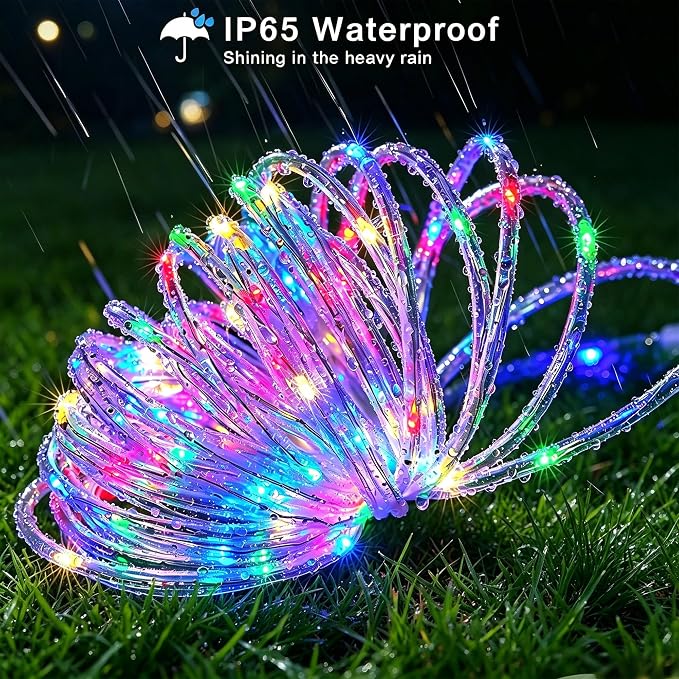LairtPOW Solar Rope Lights Outdoor, 39FT 100 LED Solar Trampoline Lights with 8 Modes, IP67 Waterproof Color Changing LED Rope Lights for Trampoline Backyard Patio Tree Christmas Decor, Multicolor