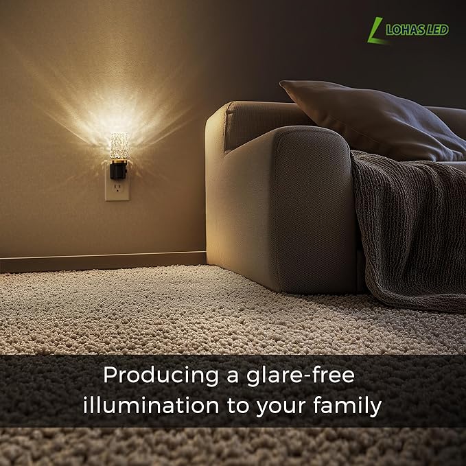L LOHAS LED Night Light,Plug in Night Light with Light Sensor,0-100LM Brightness Adjustable,3000K Soft White,Acrylic Decorative Nightlight for Bathroom Bedroom Hallway