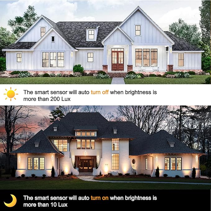 PARTPHONER Modern Outdoor Light Fixture Dusk to Dawn Outdoor Lighting, 15" H Exterior Wall Sconce Waterproof Porch Light, Outside Light for House with Water Glass for Garage Doorway, White