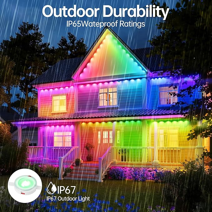 Permanent Outdoor Lights 350ft RGB+IC Outdoor String Lights App Control IP67 Waterproof,120 Scene Modes Decorations for Home, Christmas Lights,Halloween,Holiday, Daily,Birthday,Party( 175ft*2pack)