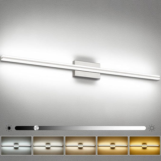 SOLFART Bathroom Vanity Lights Brushed Nickel 48inches Vanity Lights for Bathroom 5CCT LED Wall Light Fixtrues