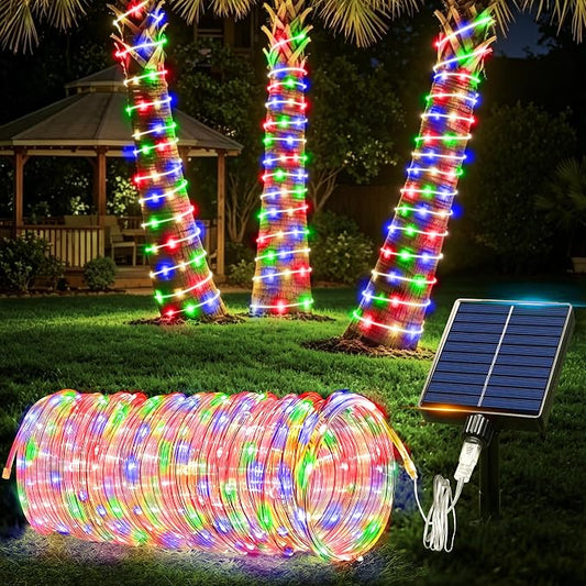 Solar Rope Lights Outdoor Waterproof, 66FT 200 LED Solar String Lights with 8 Lighting Modes,Trampoline Lights, Solar Patio Light for Garden Fence Backyard Deck Porch Pool Tree Christmas Decor