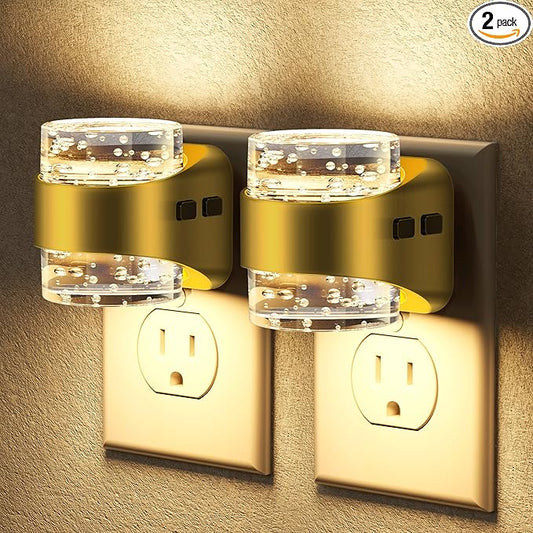 Briignite LED Night Light Plug into Wall[2 Pack], Dimmable Night Light with Bubble Design 3000K Warm & 5 Brightness Levels, Dusk to Dawn Sensor Nightlights for Nursery, Hallway, Bathroom, Kids Room