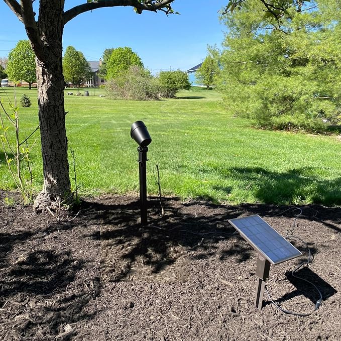Super Bright 500LM Solar Spot Lights Outdoor with Separate Panel 3Pack | 3000/4000/5000K, 2 Brightness Levels, IP65 Waterproof, Adjustable Angle, 10FT Cable, Stake/Wall Mount, Auto Dusk to Dawn