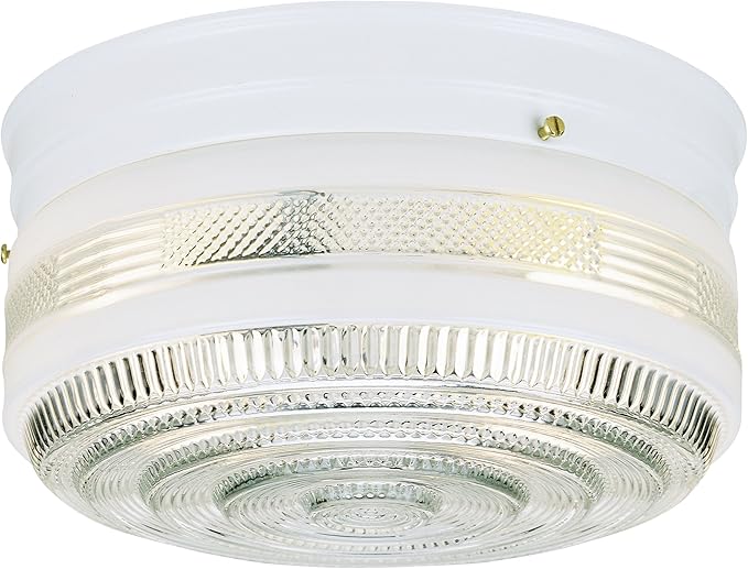 Westinghouse 6623800 Flush-Mount Interior Ceiling Fixture, Finish Glass, Two Light 10.75", Clear,White
