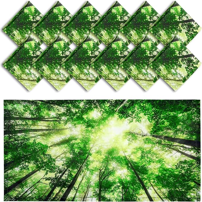 Hortsun 12 Pcs Fluorescent Light Covers Bulk, 4 x 2 ft Magnetic Fluorescent Drop Ceiling Lighting Covers Light Filter Shade for Home, Office, Hospital, School Classroom Decoration(Forest)