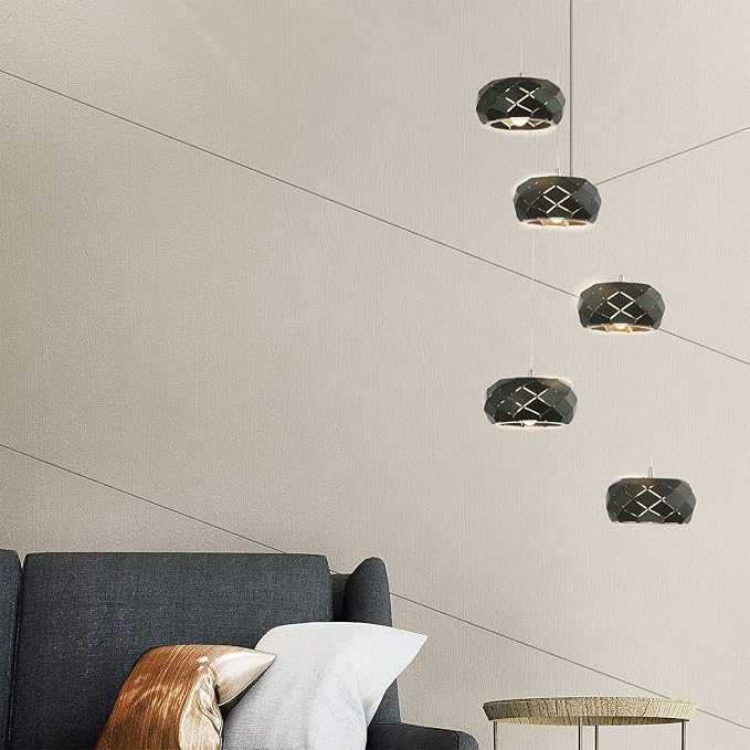 Crust 5 Mini Pendant Lighting Black - LED Hanging Light Fixture for Kitchen Island, Bar, Foyer - Cluster Pendants - Dimmable, Adjustable Wire, Lamp Bulb Included