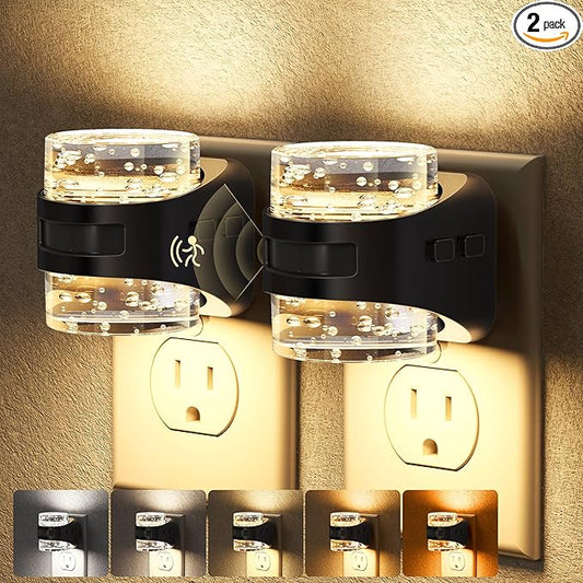Briignite LED Night Light Plug into Wall Dimmable[2 Pack] Night Light with Bubble Design 5 Color Temperature & Brightness Levels Dusk to Dawn Sensor Nightlights for Bathroom, Hallway, Rooms, 5CCT