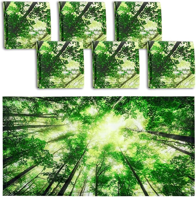 Hortsun 6 Pcs Fluorescent Light Covers - 4 x 2 Feet Magnetic Light Filters, Ceiling Lights Covers for Classroom Fluorescent Shade, Hospitals, School Office Cubicle Decor(Forest)