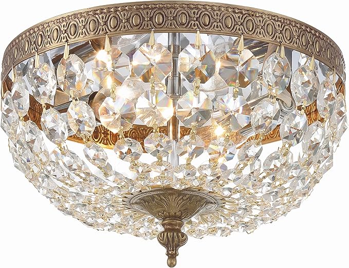 Crystorama 2 Light Spectra Crystal Olde Brass Flush Mount