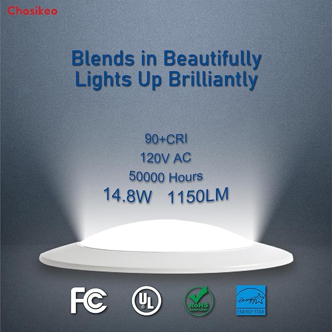 4 Pack 5/6 Inch LED Disk Lights, Dimmable Flush Mount Ceiling Disc Lights, 2700K/3000K/3500K/4000K/5000K 5CCT Selectable, Low Profile Surface Mount Ceiling Light, 14.8W, 1150LM, CRI90, UL/FCC