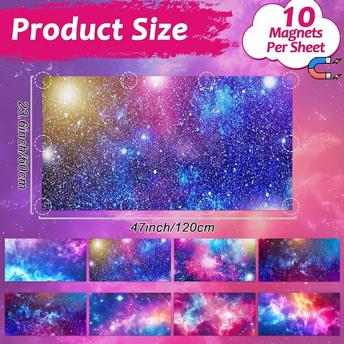8 Pcs Fluorescent Light Covers with 80 Magnets Decorative for Classroom Ceiling Light 4 x 2 Feet Magnetic Light Covers Filter Easy Install for Office Hospitals & Home Drop Ceiling Supplies(universe )